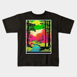 Hiking Therapy Nature's Positivity Retreat Vintage Aesthetic 60s Kids T-Shirt